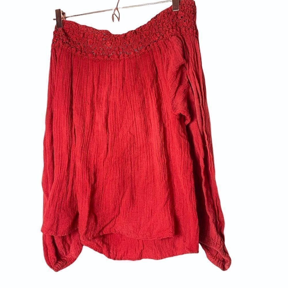 EUC Jen’s Pirate Booty Orange Off Shoulder Gauze Dress/ Cover Up Small
